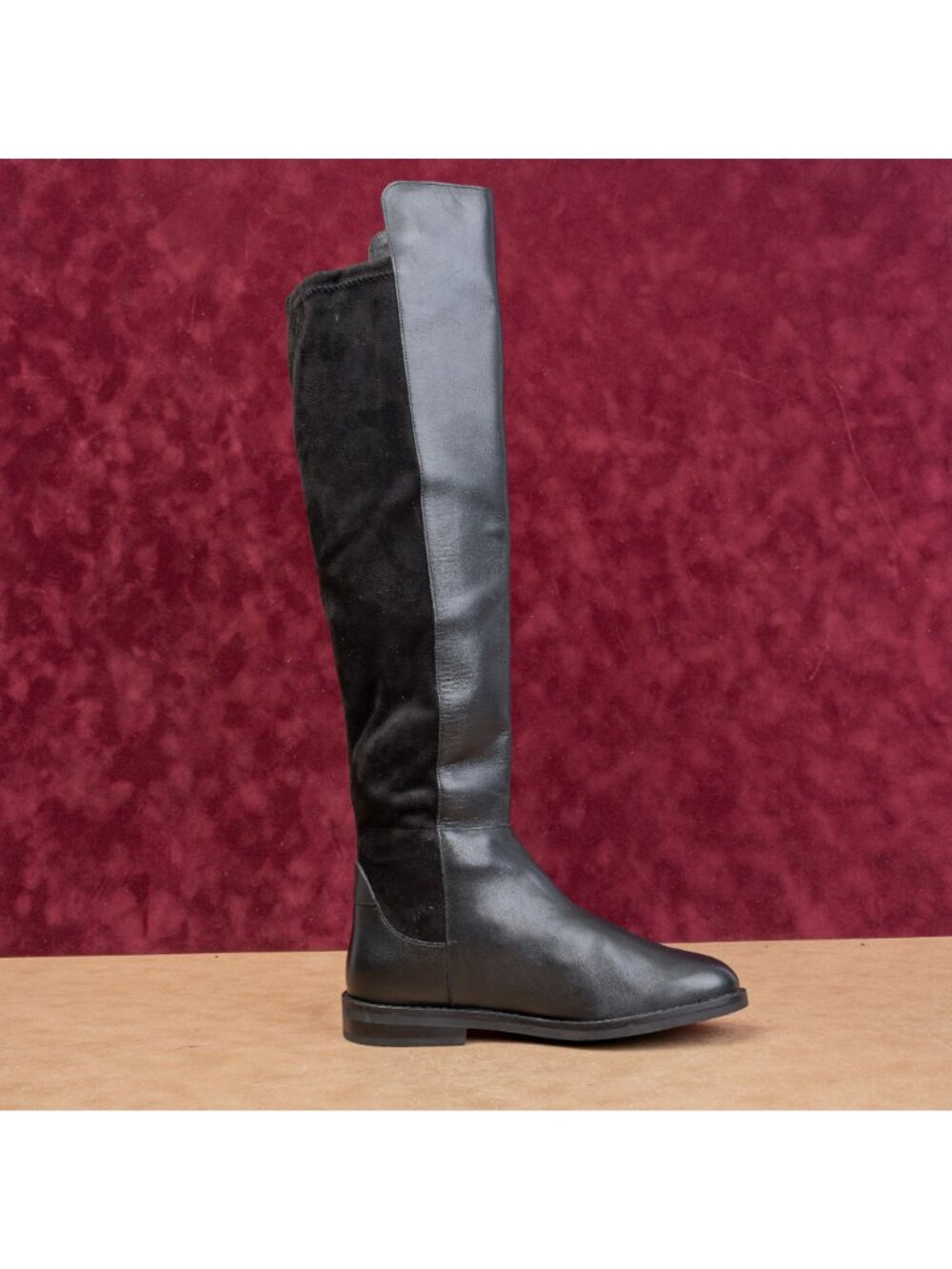 Cole Haan Women Chase Fashion Zip Party Black Leather Stretch OTK Boots sz 6 - Picture 10 of 10